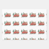 Vintager Weihnachtsrottruck Geschenkpapier Set (Vorderseite)
