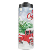 Vintager Weihnachtsrottruck mit Baumwagenschnee