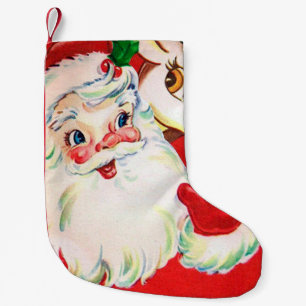 Vintager Weihnachtssankt-Rendekor-Strumpf Kleiner Weihnachtsstrumpf