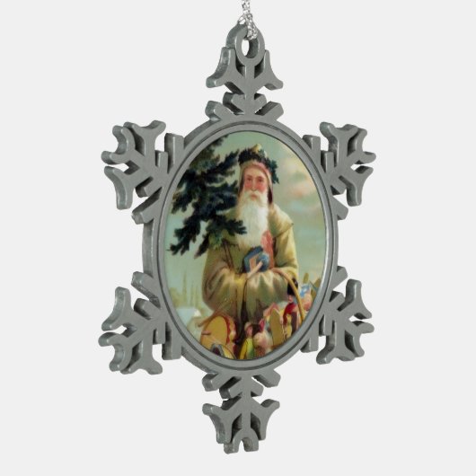 Vintager Weihnachtsschmuck Schneeflocken Zinn-Ornament (Links)