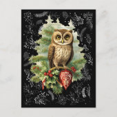 Vintager Weihnachtsschneegel und Evergreen Postkarte (Vorderseite)