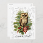 Vintager Weihnachtsschneegel und Evergreen Postkarte (Vorne/Hinten)