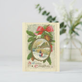 Vintager Weihnachtsspaziergang mit Mutter Postkarte (Stehend Vorderseite)