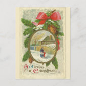 Vintager Weihnachtsspaziergang mit Mutter Postkarte (Vorderseite)