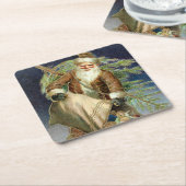 Vintager Weihnachtsspielzeug und Weihnachtsbaum Rechteckiger Pappuntersetzer (angewinkelt)