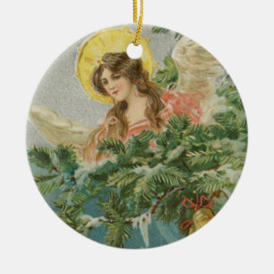 Vintager Weihnachtsstadtengel Keramikornament