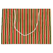 Vintager Weihnachtsstreifen Große Geschenktüte (Vorderseite)