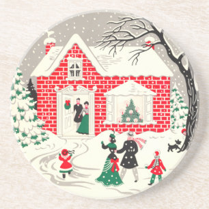 Vintager WeihnachtsUntersetzer Sandstein Untersetzer
