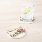 Vintager WeihnachtsUntersetzer Sandstein Untersetzer (Seite)