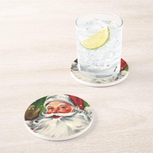 Vintager WeihnachtsUntersetzer Sandstein Untersetzer (Seite)