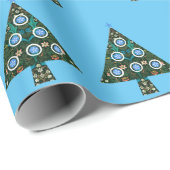 Vintager Weihnachtsurlaub in Blue Geschenkpapier (Rolleneckpunkt)