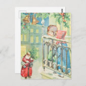Vintager Weihnachtsurlaub Postkarte (Vorne/Hinten)