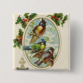 Vintager Weihnachtsvogel Feiertagsknopf Button (Vorderseite)