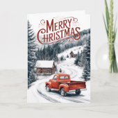 Vintager Weihnachtswagen 4 FotoCollage Feiertagskarte (Vorderseite)