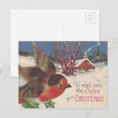 Vintager Weihnachtswinter-Vogel Feiertagspostkarte (Vorne/Hinten)