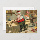 Vintager Weihnachtsworkshop für den Weihnachtsmann Feiertagspostkarte (Vorne/Hinten)