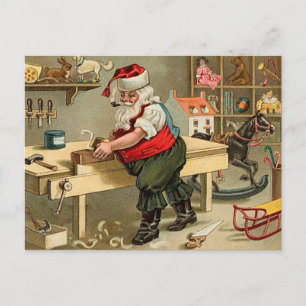 Vintager Weihnachtsworkshop für den Weihnachtsmann Feiertagspostkarte