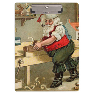 Vintager Weihnachtsworkshop für den Weihnachtsmann Klemmbrett