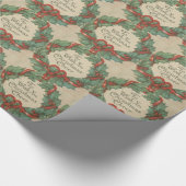Vintager WeihnachtsWreath mit Wunsch-Abdeckung Geschenkpapier (Ecke)