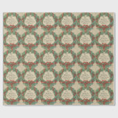 Vintager WeihnachtsWreath mit Wunsch-Abdeckung Geschenkpapier (Flach)