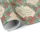 Vintager WeihnachtsWreath mit Wunsch-Abdeckung Geschenkpapier (Rolleneckpunkt)