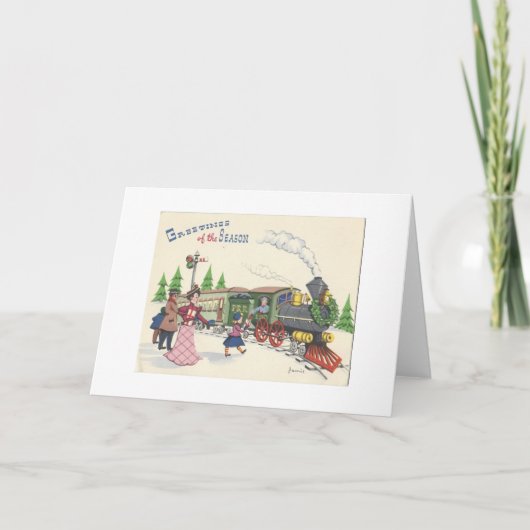 Vintager Weihnachtszug Feiertagskarte (Vorderseite)