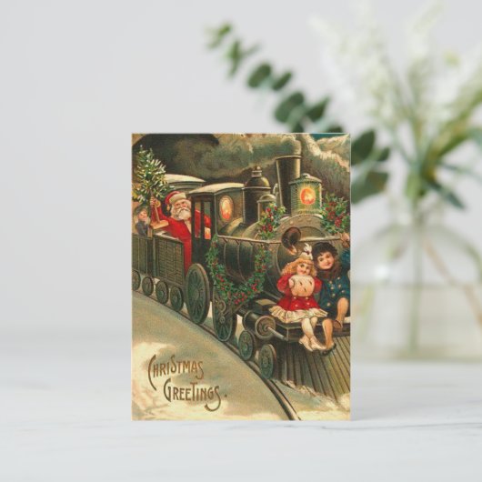 Vintager Weihnachtszug Feiertagspostkarte (Stehend Vorderseite)