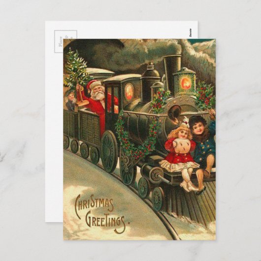 Vintager Weihnachtszug Feiertagspostkarte (Vorne/Hinten)