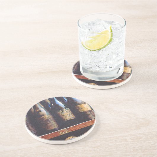 Vintager Wein Getränkeuntersetzer (Seite)