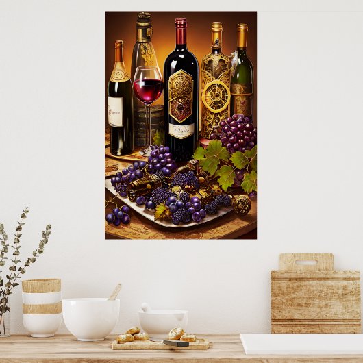 Vintager Wein Poster (Küche)