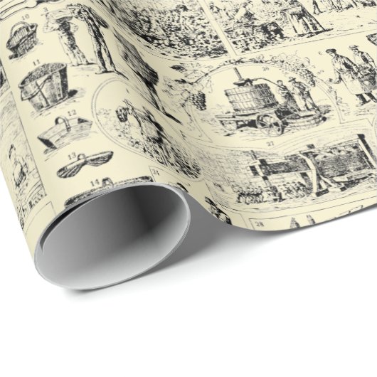 Vintager Wein Weinkultur und Erde Muster Geschenkpapier (Rolleneckpunkt)