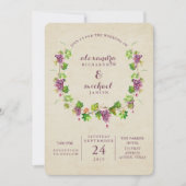 Vintager Weinberg| Einladung zu Weintrauben (Vorderseite)