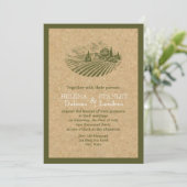 Vintager Weinberg und Korkbeige, Hochzeit Einladung (Stehend Vorderseite)