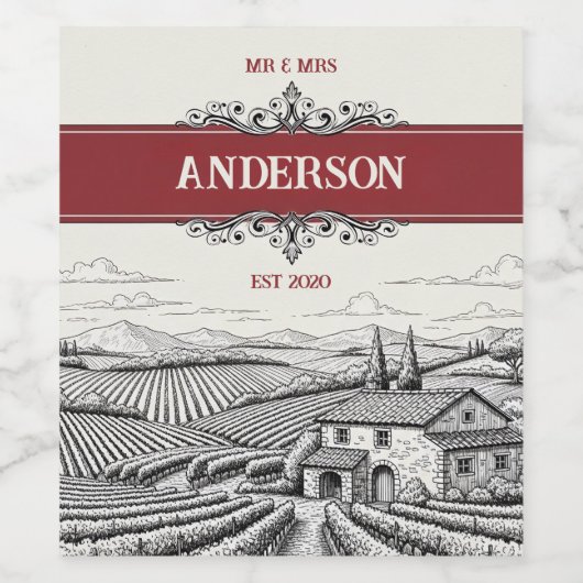 Vintager Weinberg Weinetikett (Einzelnes Label)