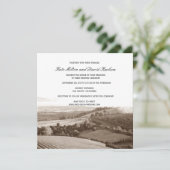 Vintager Weinberg Weinkeller Hochzeit Einladung (Stehend Vorderseite)