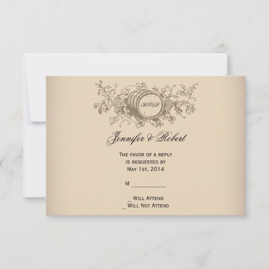 Vintager Weinfeldausweis RSVP Karte (Vorderseite)