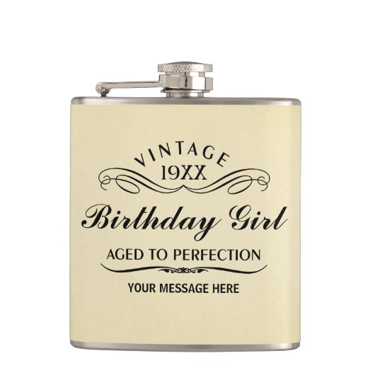Vintager Weinfreund Funny Birthday Flask Flachmann (Vorderseite)