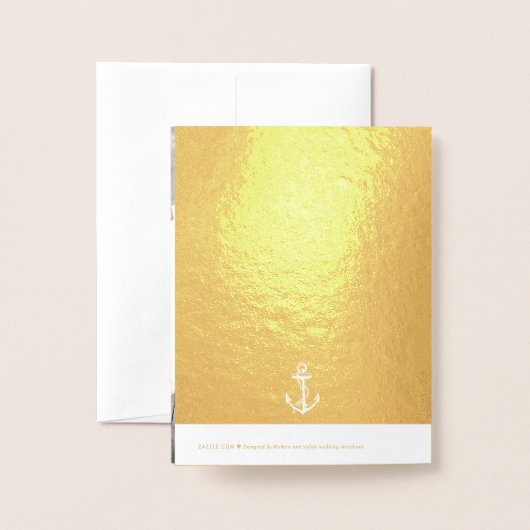 Vintager Weißanker-Hochzeitgold Folienkarte (Rückseite mit Umschlag)