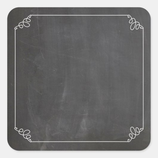 Vintager weißer Blüh-Rahmen für Chalkboard Quadratischer Aufkleber (Vorderseite)