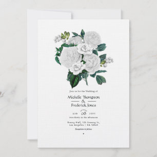 Vintager weißer Blumengarten für elegante Hochzeit Einladung