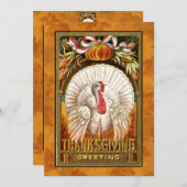 Vintager weißer Erntedank Türkei Einladung (Vorne/Hinten)