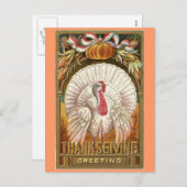 Vintager weißer Erntedank Türkei Feiertagspostkarte (Vorne/Hinten)