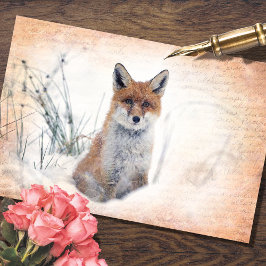 Vintager weißer Fox im Schneedeckenpapier Seidenpapier