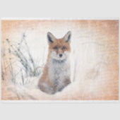 Vintager weißer Fox im Schneedeckenpapier Seidenpapier (Vorderseite)