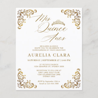 VINTAGER weißer Goldgruß Quince Quinceañera