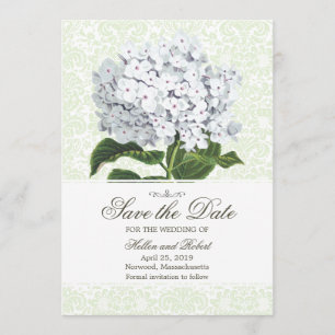 Vintager weißer Hydrangea Save the Date