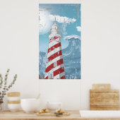 Vintager, weißer Leuchtturm mit Grunge-Plakat Poster (Küche)