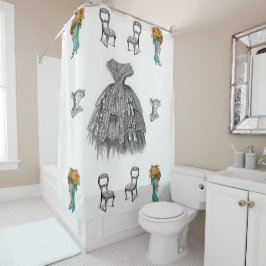 Vintager, weißer Schuhvorhang Duschvorhang