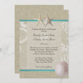 Vintager Weißer Spitzenozean Einladung (Vorne/Hinten)