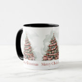Vintager weißer Wasserfarbenfroher Weihnachtsbaum Tasse (Vorderseite Links)